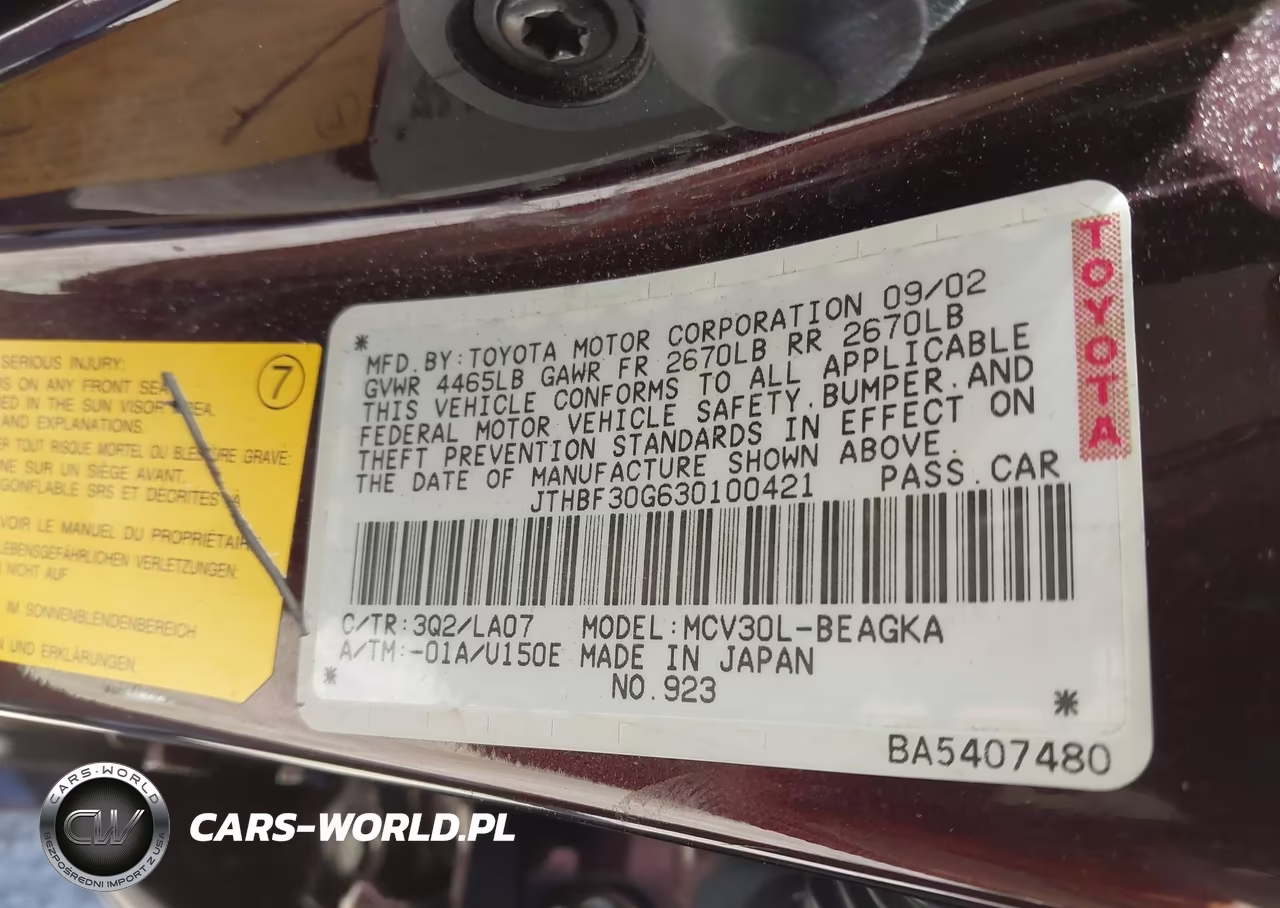 2003 Lexus Es 300 VIN:JTHBF30G630100421 - 9
