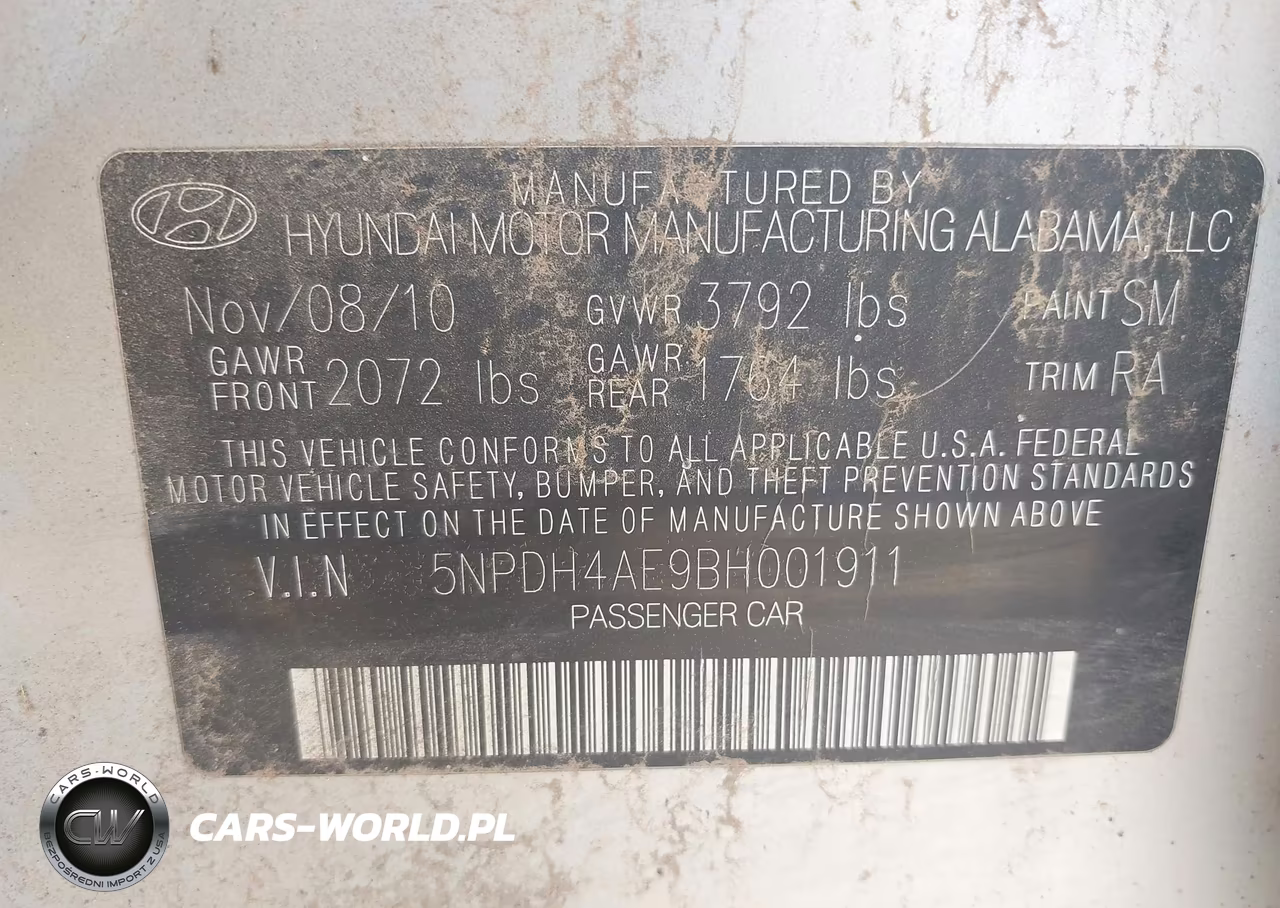 2011 Hyundai Elantra Limited VIN:5NPDH4AE9BH001911 - 9