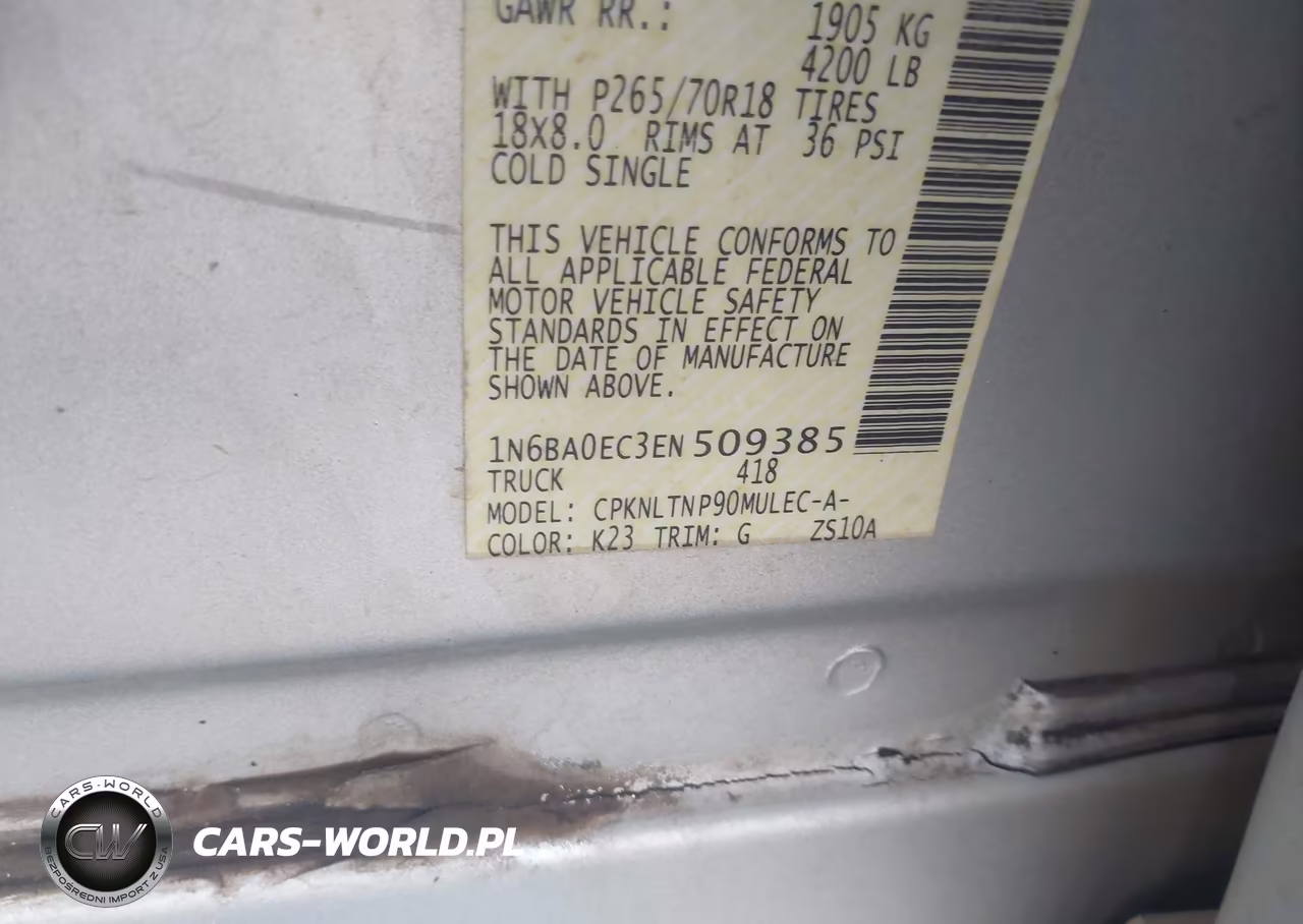 2014 Nissan Titan Sv VIN:1N6BA0EC3EN509385 - 9