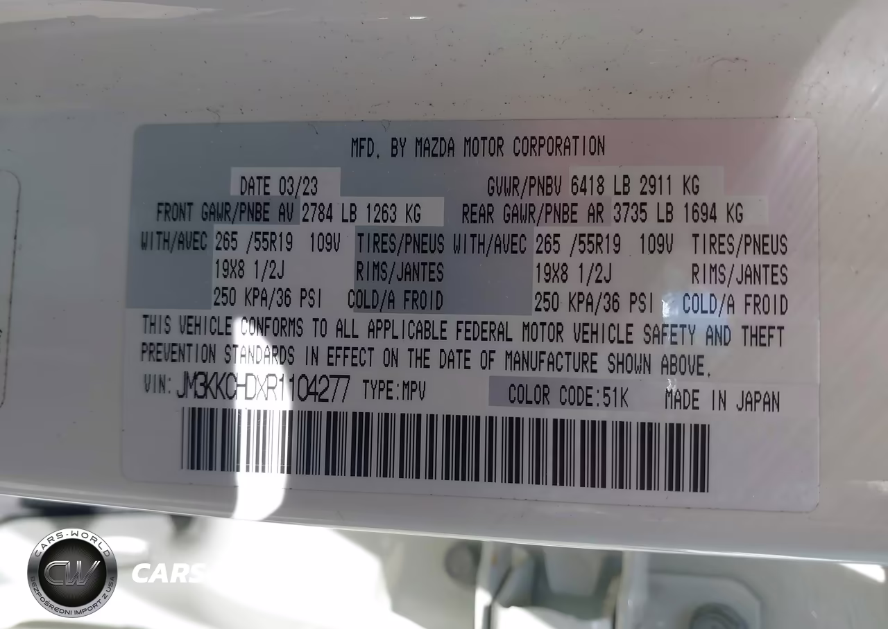 2024 Mazda Cx-90 3.3 Turbo Preferred Plus VIN:JM3KKCHDXR1104277 - 9