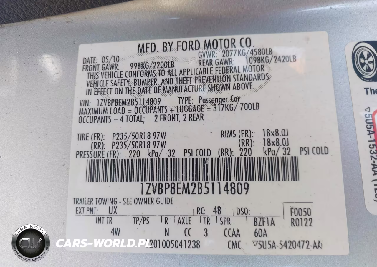 2011 Ford Mustang V6 Premium VIN:1ZVBP8EM2B5114809 - 9