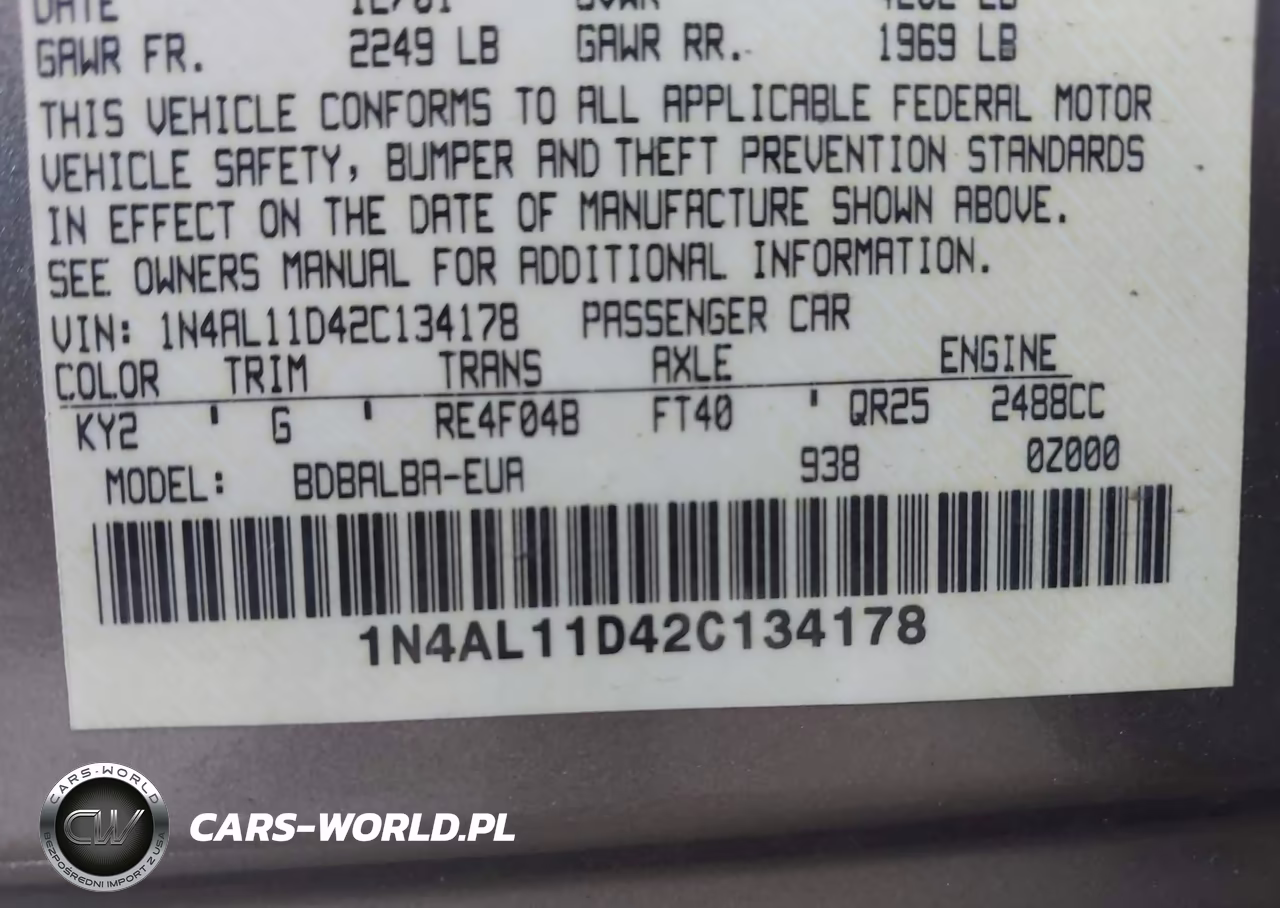 2002 Nissan Altima 2.5 Sl VIN:1N4AL11D42C134178 - 9