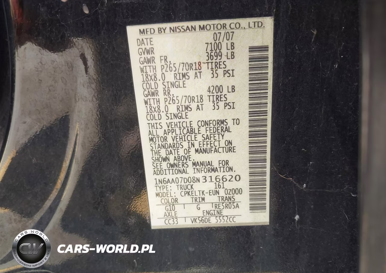 2008 Nissan Titan Se VIN:1N6AA07D08N316620 - 9