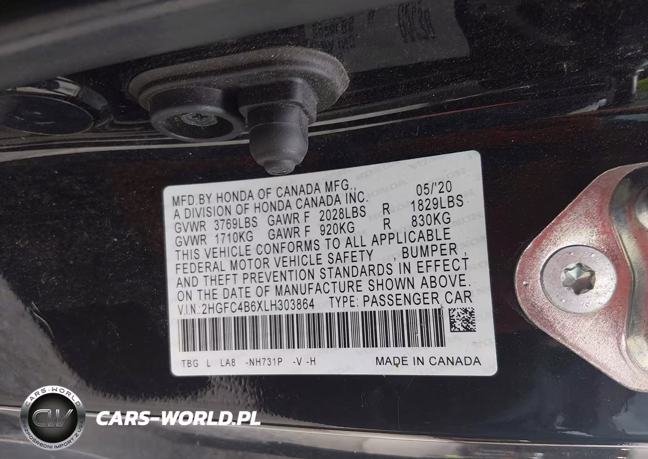 2020 Honda Civic Lx VIN:2HGFC4B6XLH303864 - 9