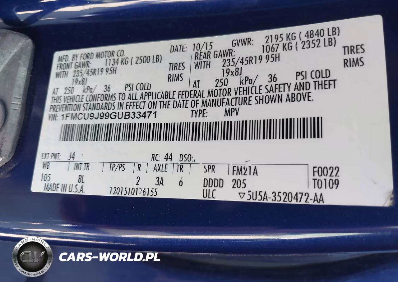 2016 Ford Escape Titanium VIN:1FMCU9J99GUB33471 - 9