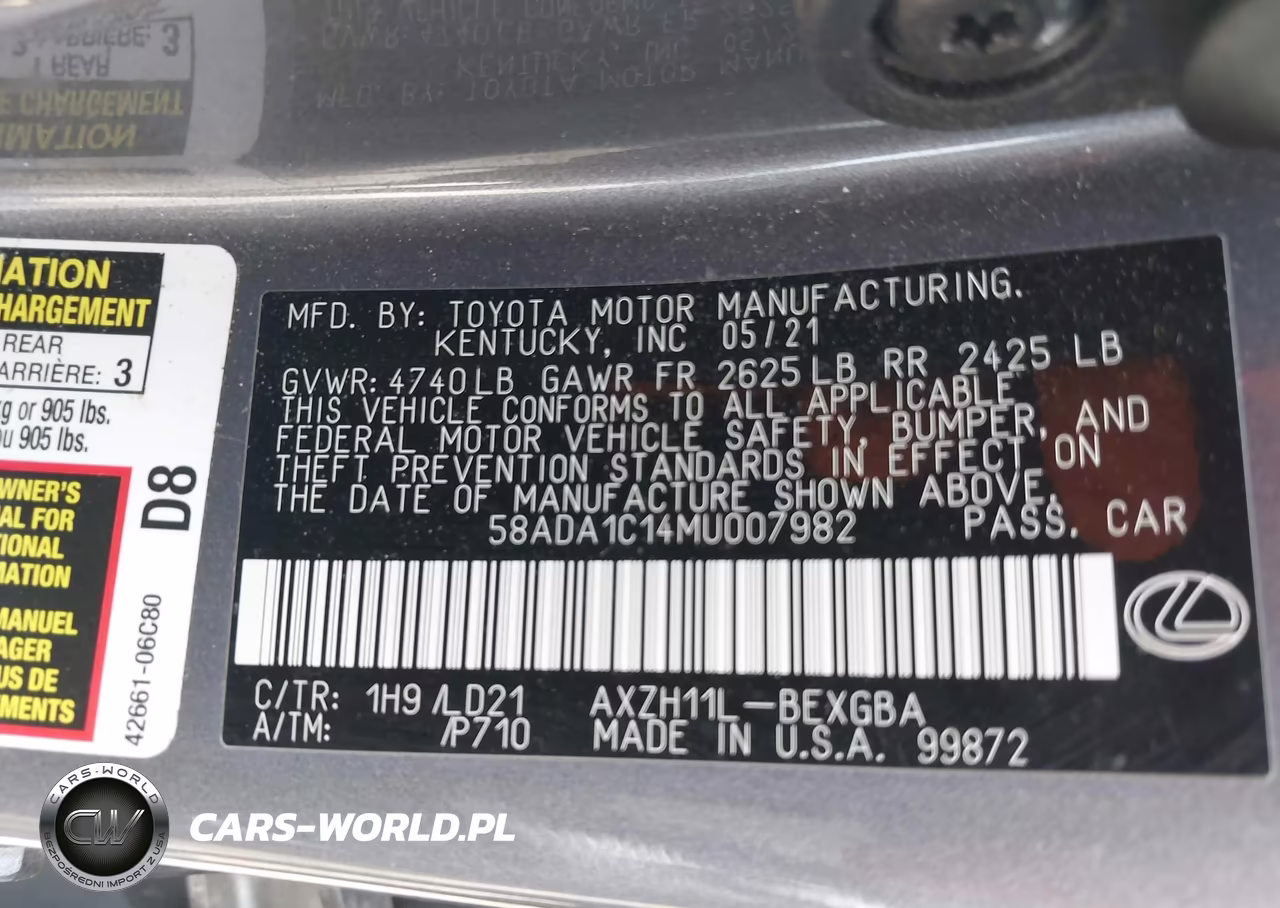 2021 Lexus Es 300H VIN:58ADA1C14MU007982 - 9