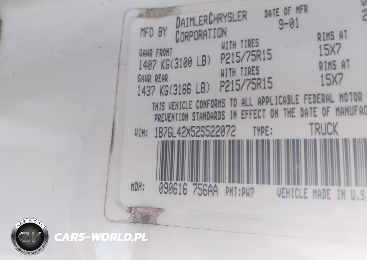 2002 Dodge Dakota Slt VIN:1B7GL42X52S522072 - 9