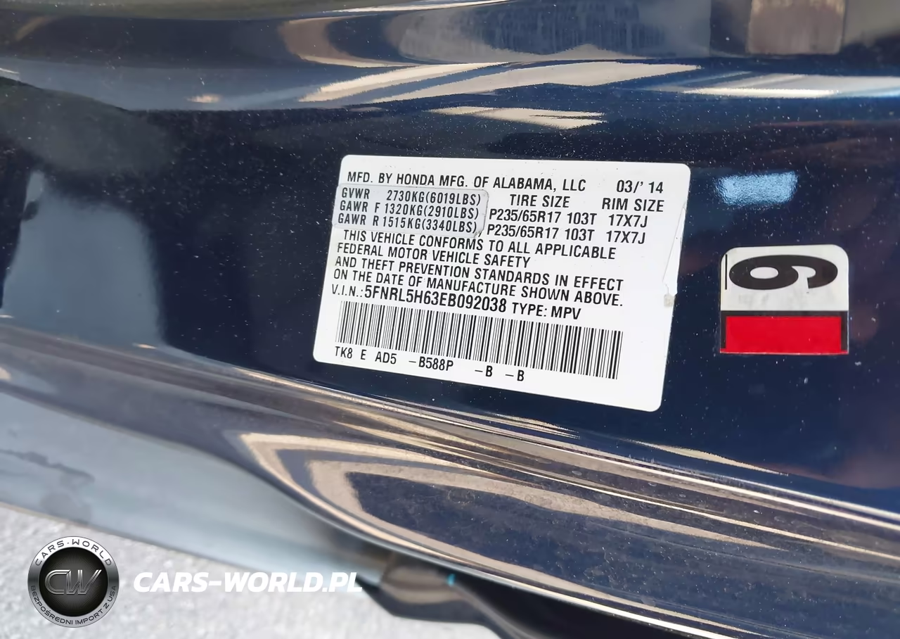 2014 Honda Odyssey Ex-L VIN:5FNRL5H63EB092038 - 9