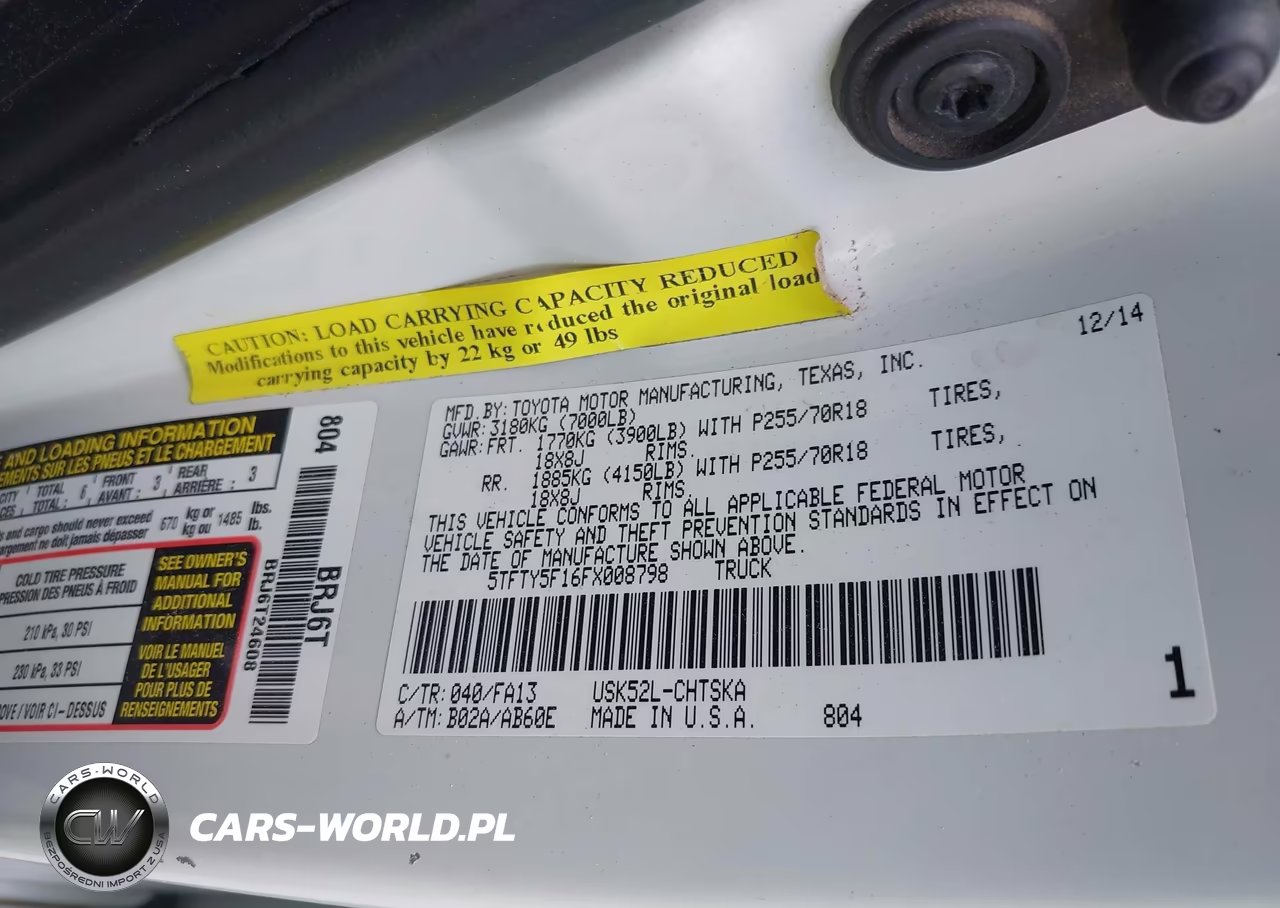 2015 Toyota Tundra Sr 5.7L V8 VIN:5TFTY5F16FX008798 - 9
