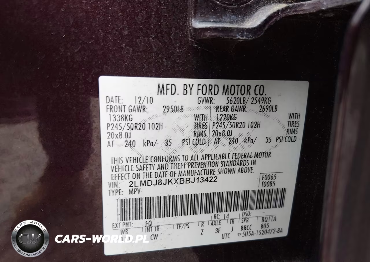 2011 Lincoln Mkx VIN:2LMDJ8JKXBBJ13422 - 9