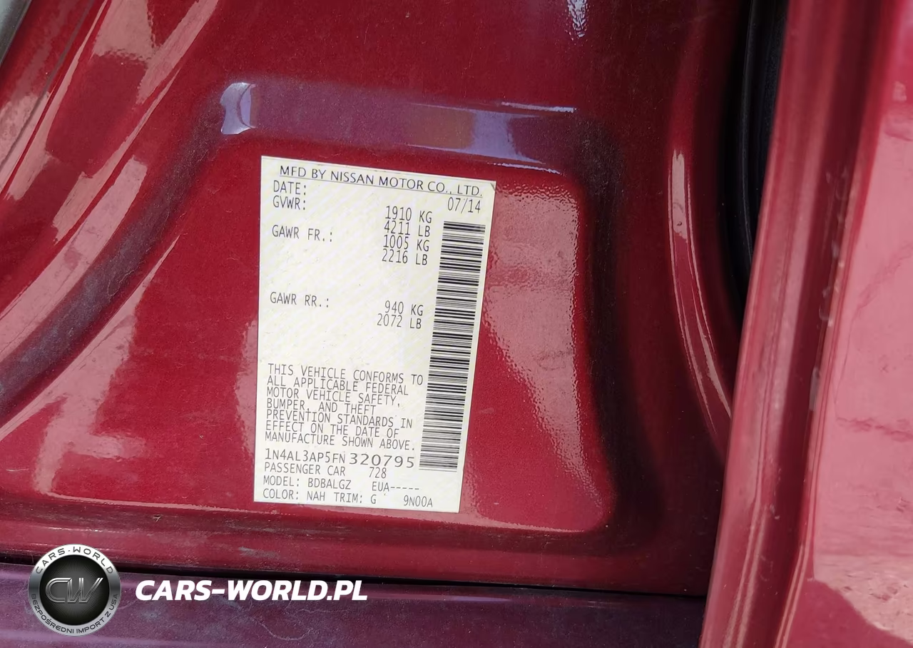 2015 Nissan Altima 2.5-2.5 S-2.5 Sl-2.5 Sv VIN:1N4AL3AP5FN320795 - 9