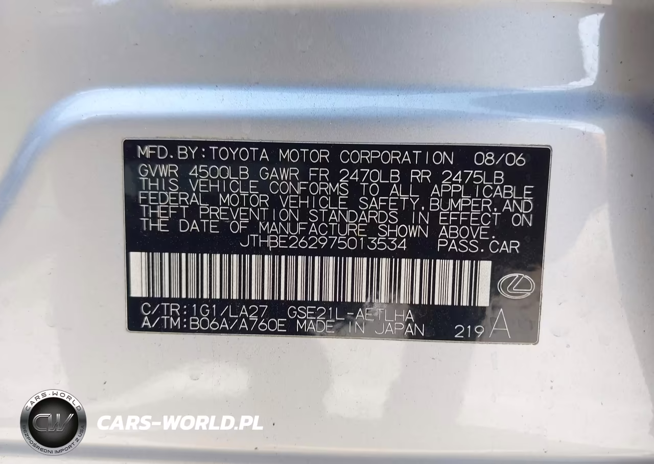 2007 Lexus Is 350 VIN:JTHBE262975013534 - 9