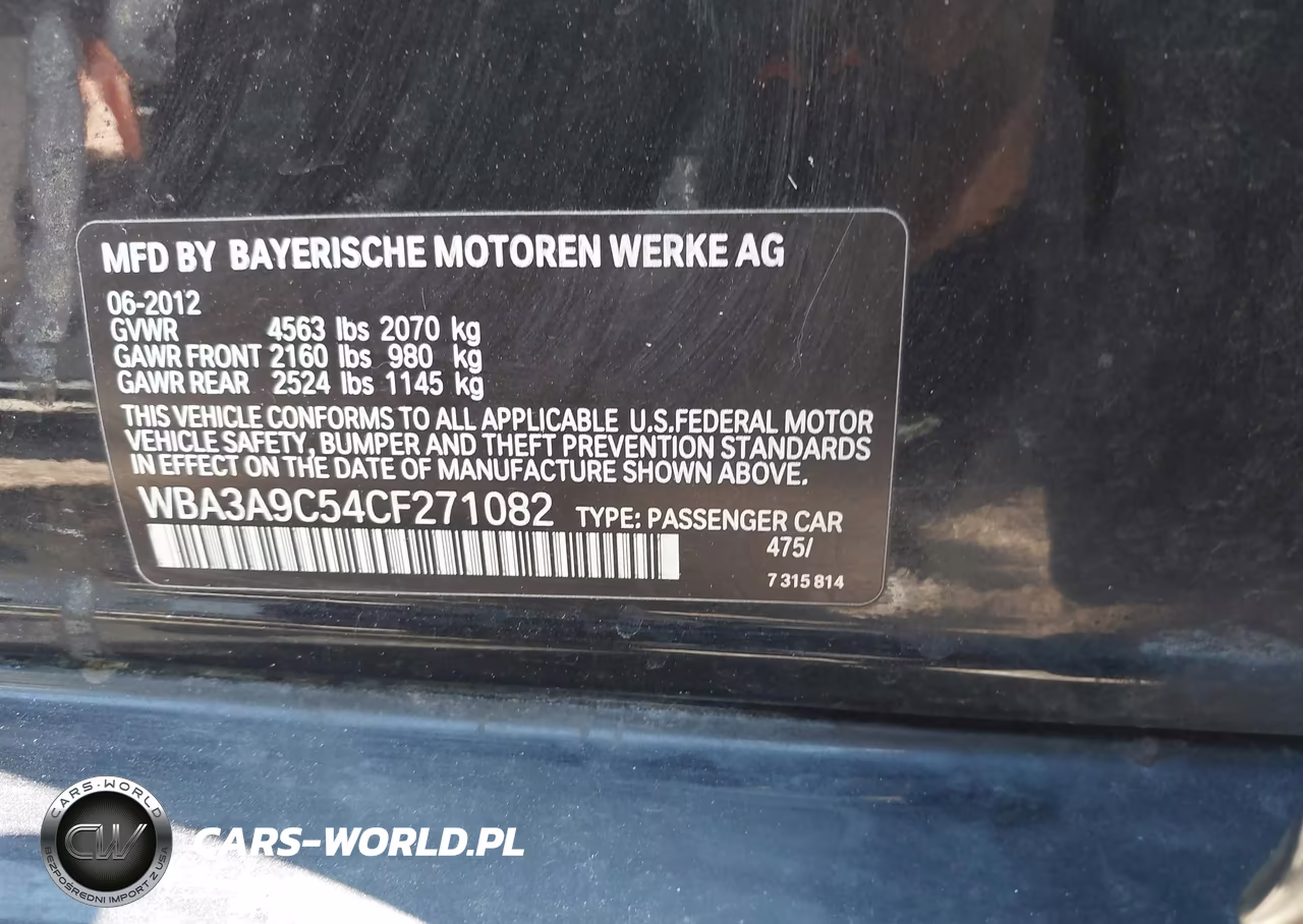 2012 BMW 335I VIN:WBA3A9C54CF271082 - 9