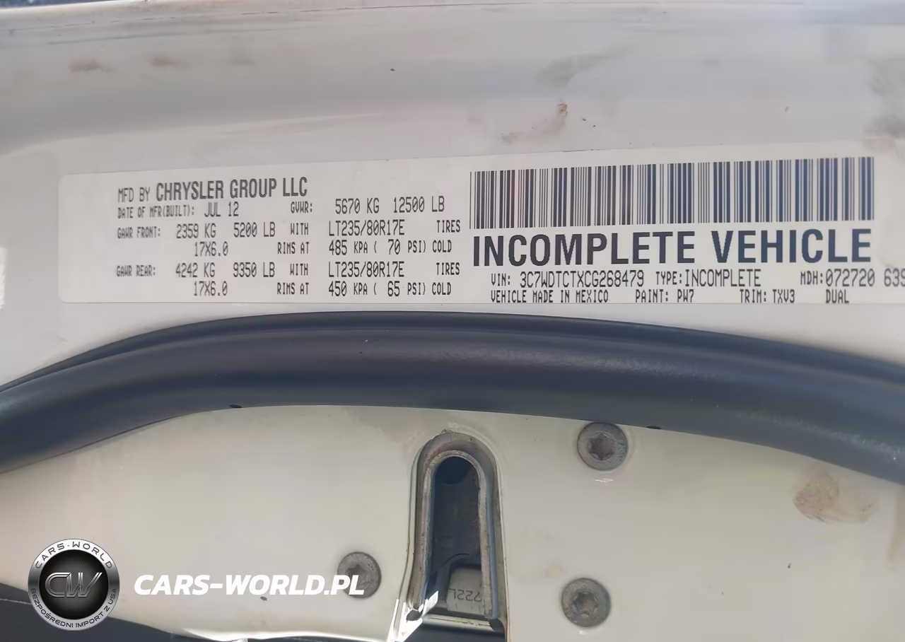2012 Ram 3500 Chassis St-Slt-Laramie VIN:3C7WDTCTXCG268479 - 8