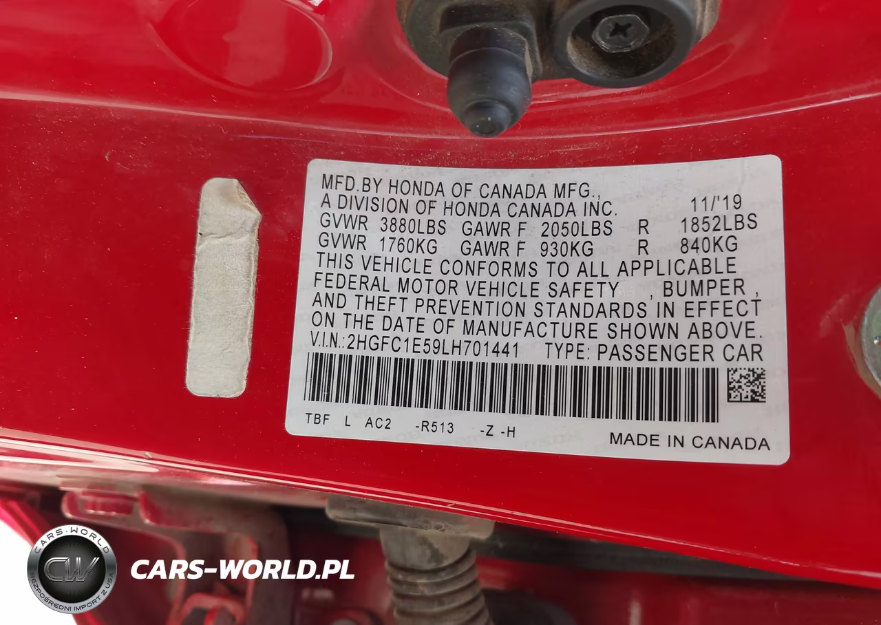 2020 Honda Civic Si Sedan VIN:2HGFC1E59LH701441 - 9