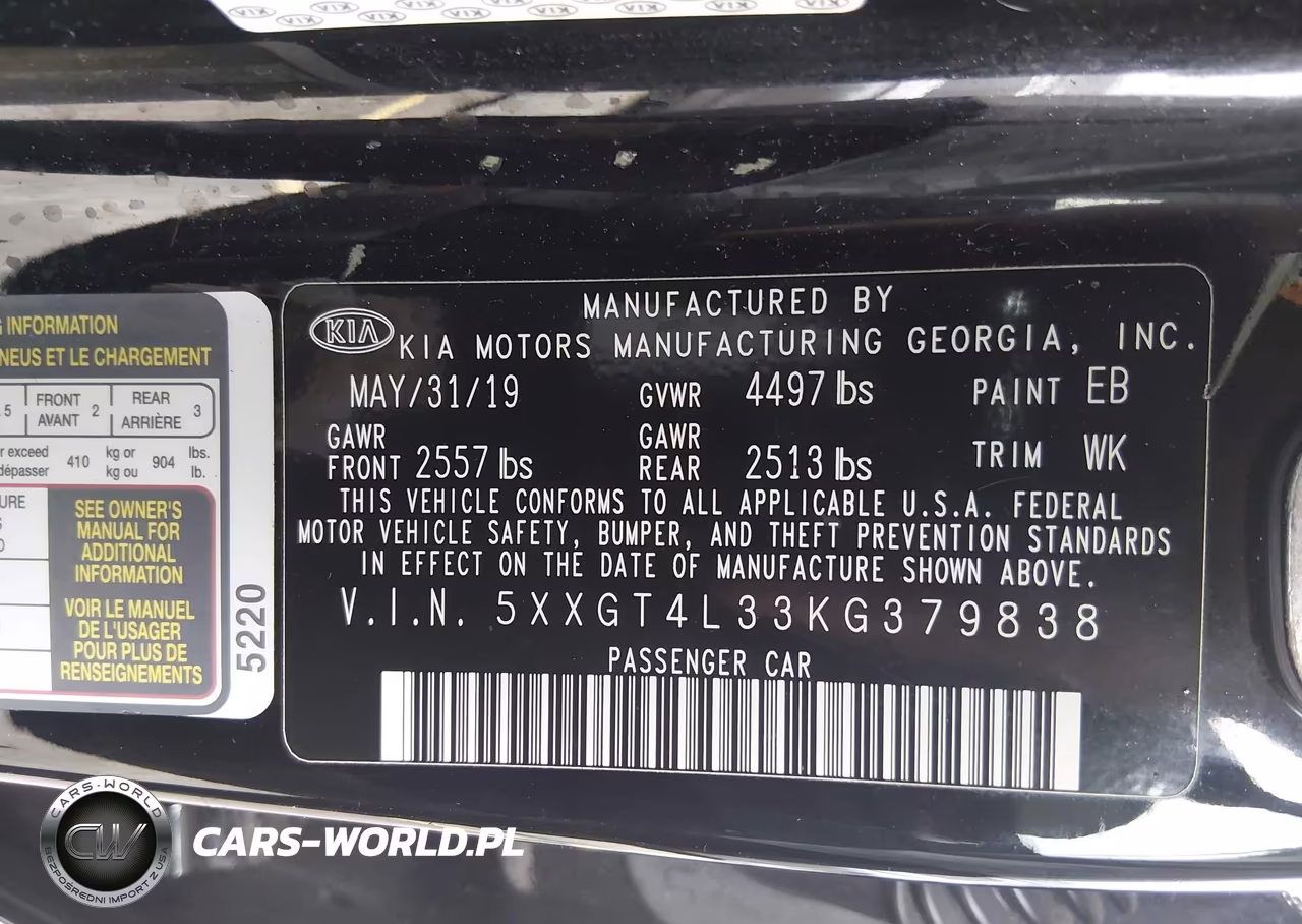 2019 Kia Optima Lx VIN:5XXGT4L33KG379838 - 9