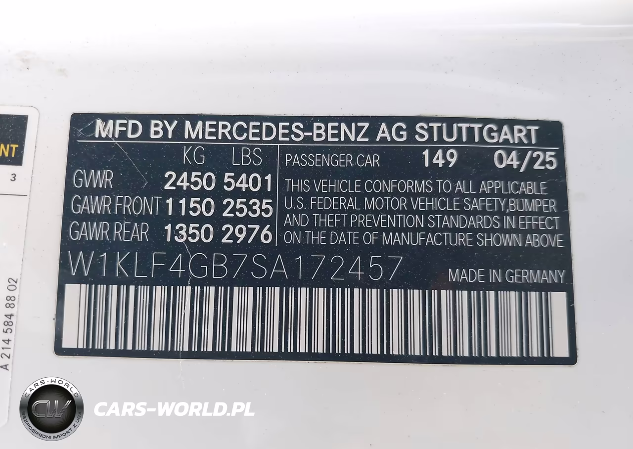 2025 Mercedes-Benz E 350 VIN:W1KLF4GB7SA172457 - 9