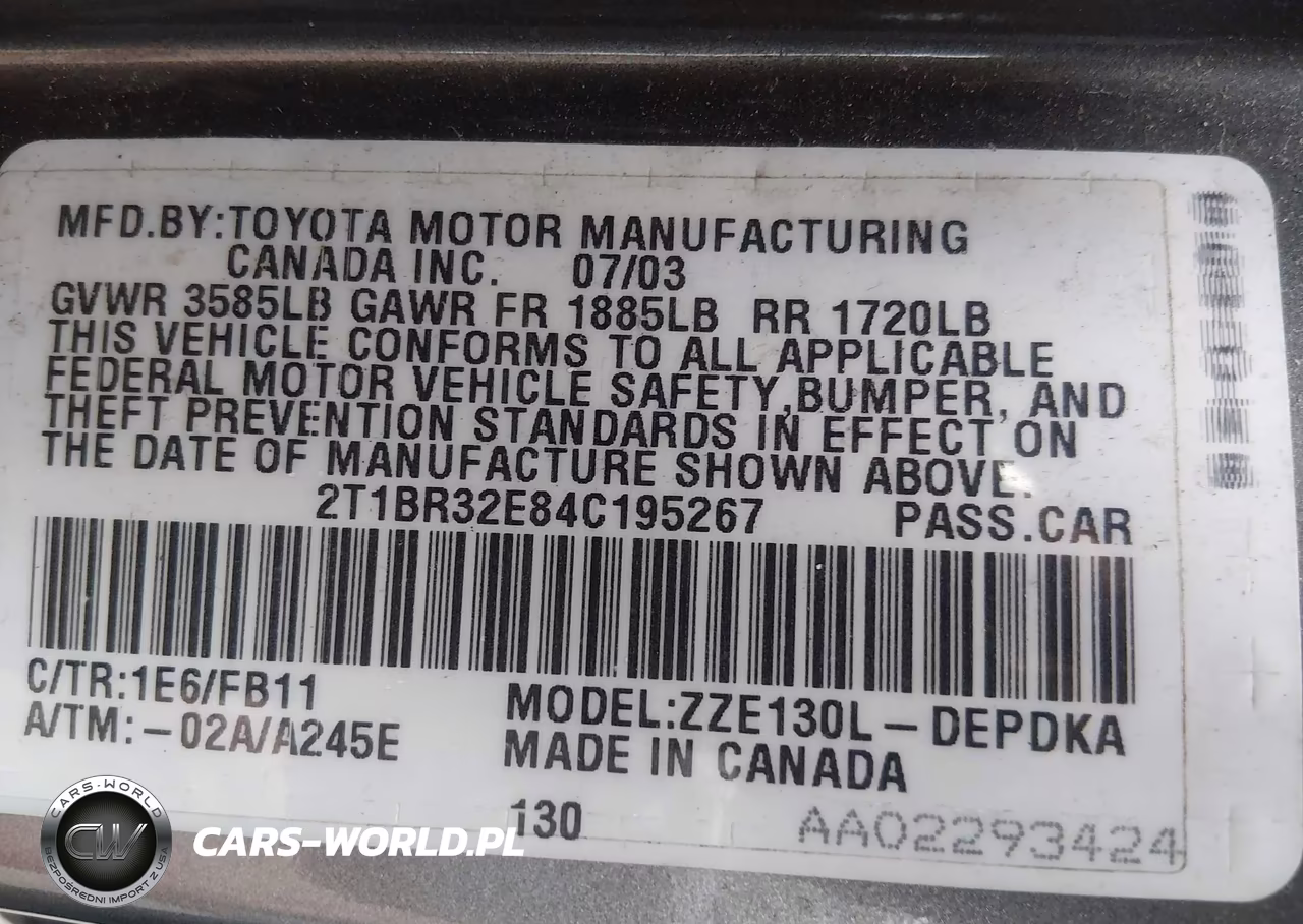 2004 Toyota Corolla Ce VIN:2T1BR32E84C195267 - 9