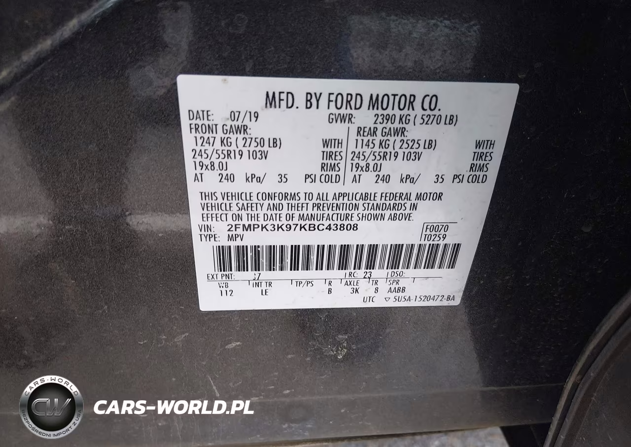 2019 Ford Edge Titanium VIN:2FMPK3K97KBC43808 - 9