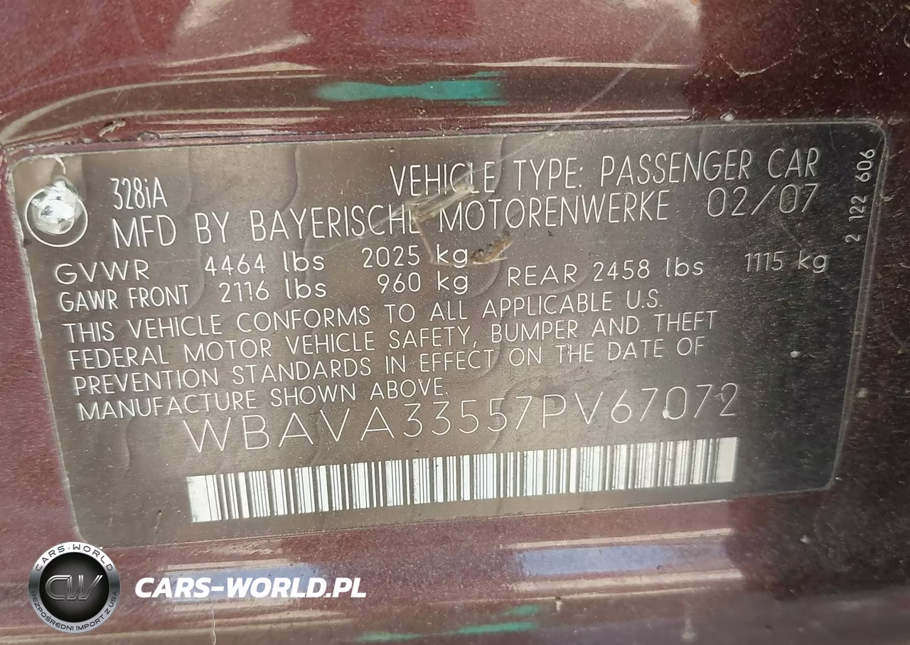 2007 BMW 328I VIN:WBAVA33557PV67072 - 9