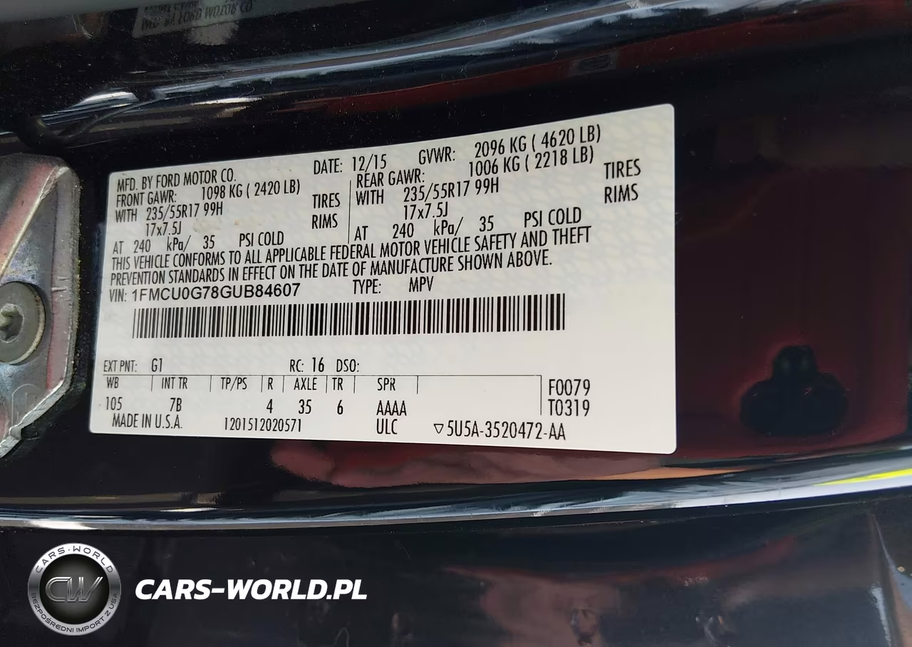 2016 Ford Escape Se VIN:1FMCU0G78GUB84607 - 9