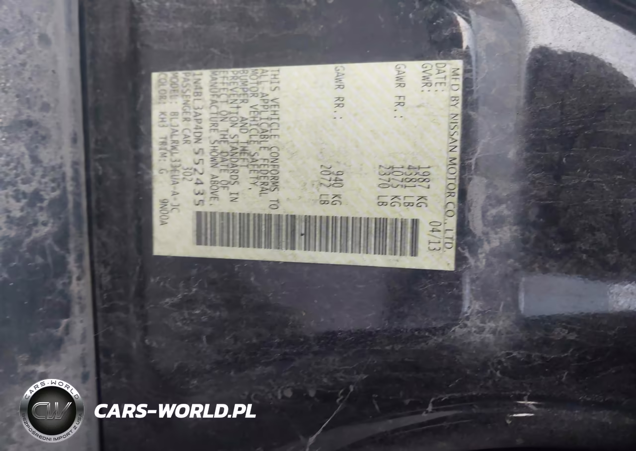 2013 Nissan Altima 3.5 S VIN:1N4BL3AP4DN552435 - 9