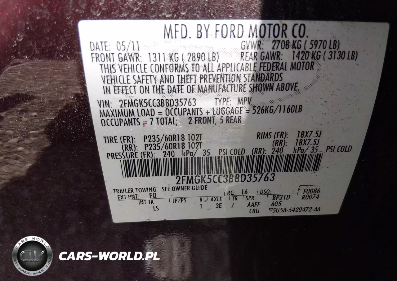 2011 Ford Flex Sel VIN:2FMGK5CC3BBD35763 - 9