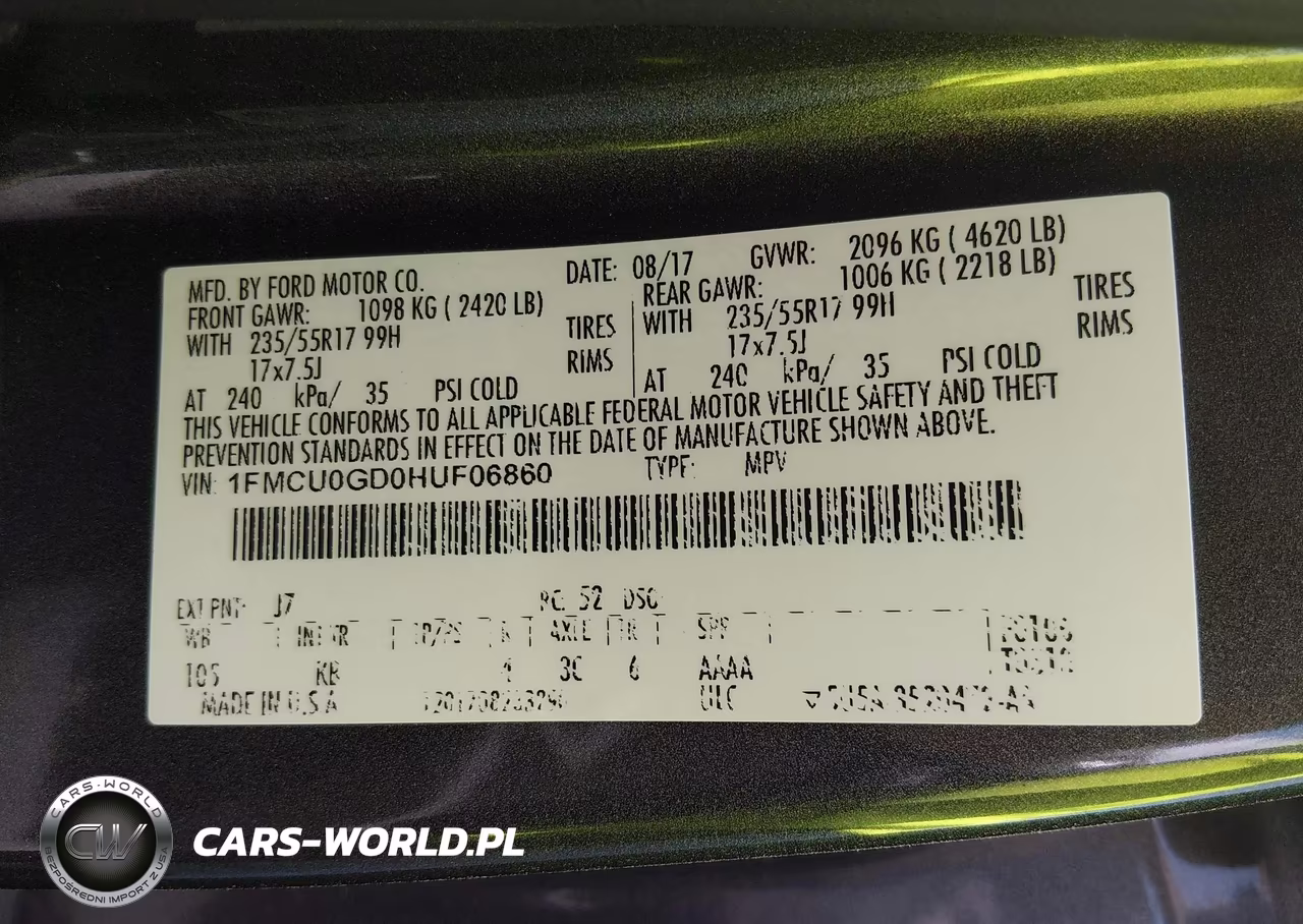 2017 Ford Escape Se VIN:1FMCU0GD0HUF06860 - 9