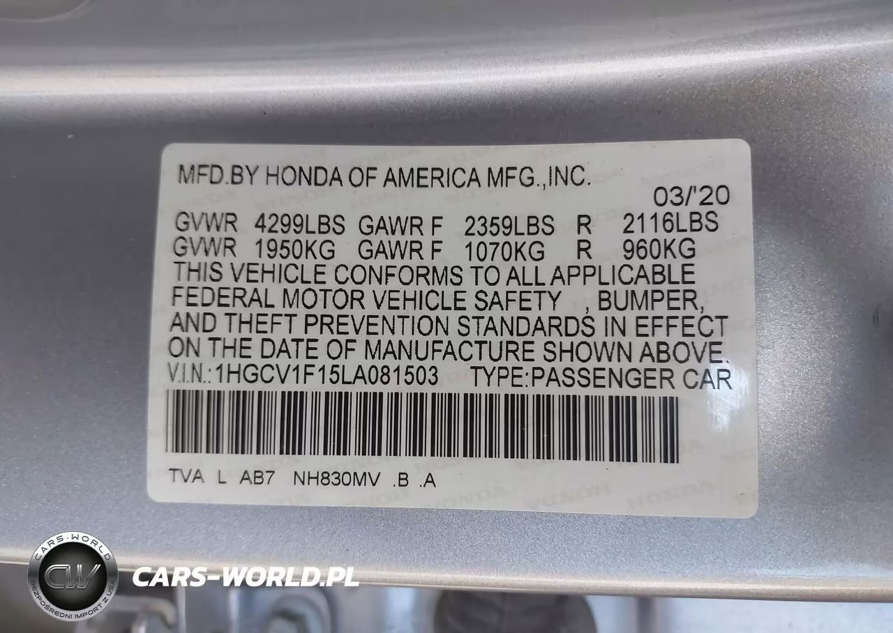 2020 Honda Accord Lx VIN:1HGCV1F15LA081503 - 9