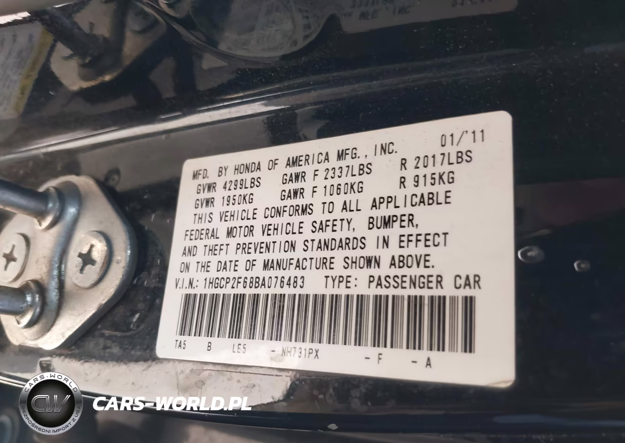 2011 Honda Accord 2.4 Se VIN:1HGCP2F68BA076483 - 9