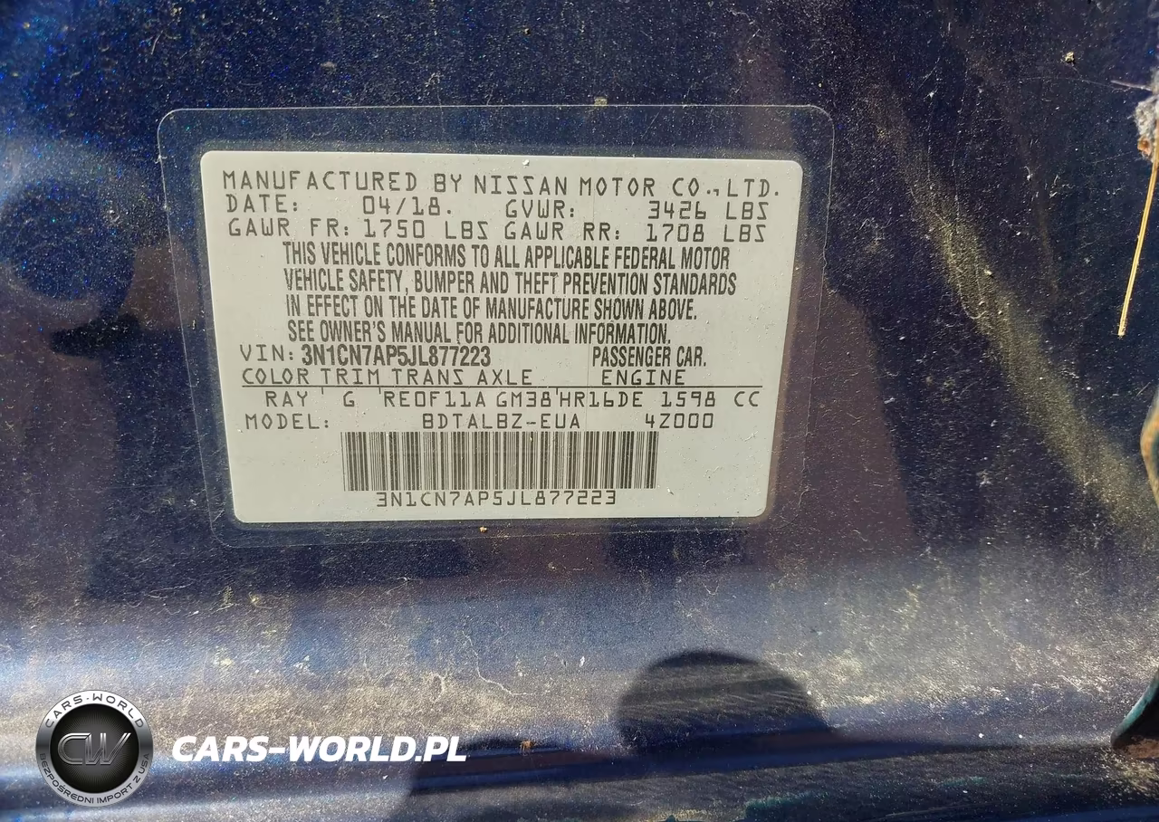 2018 Nissan Versa 1.6 Sv VIN:3N1CN7AP5JL877223 - 9