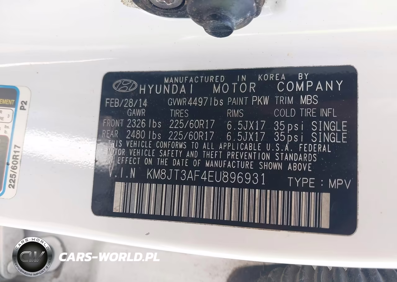 2014 Hyundai Tucson Gls VIN:KM8JT3AF4EU896931 - 9