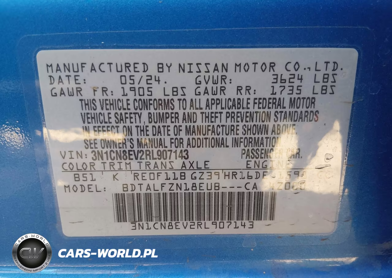 2024 Nissan Versa 1.6 Sv VIN:3N1CN8EV2RL907143 - 9