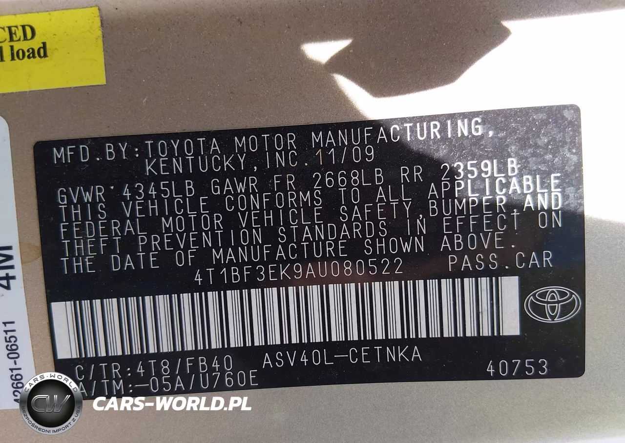 2010 Toyota Camry Le VIN:4T1BF3EK9AU080522 - 9