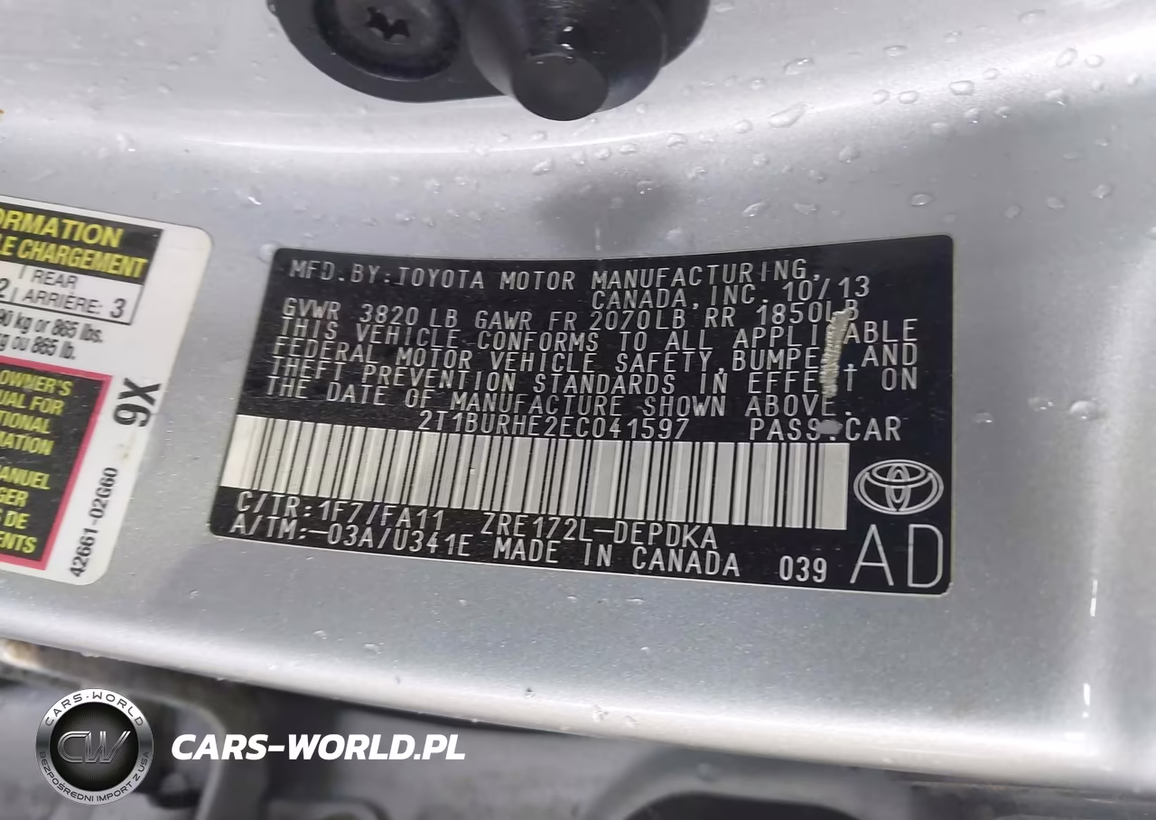 2014 Toyota Corolla L VIN:2T1BURHE2EC041597 - 9