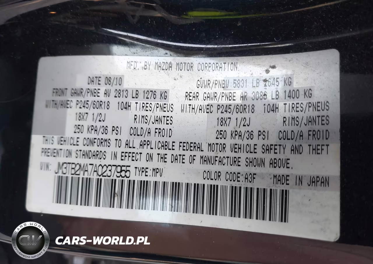 2010 Mazda Cx-9 Touring VIN:JM3TB2MA7A0237955 - 9
