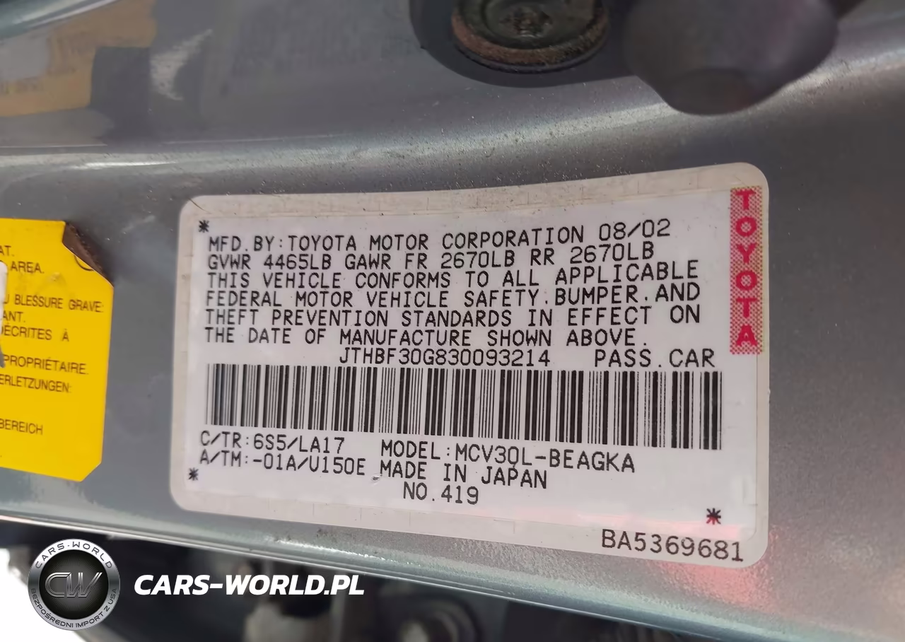 2003 Lexus Es 300 VIN:JTHBF30G830093214 - 9