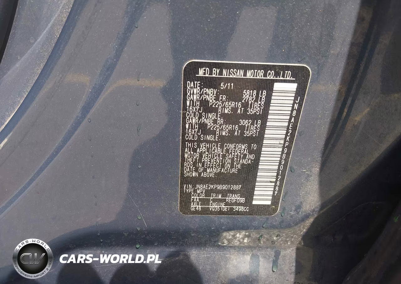 2011 Nissan Quest Sv VIN:JN8AE2KP9B9012887 - 9