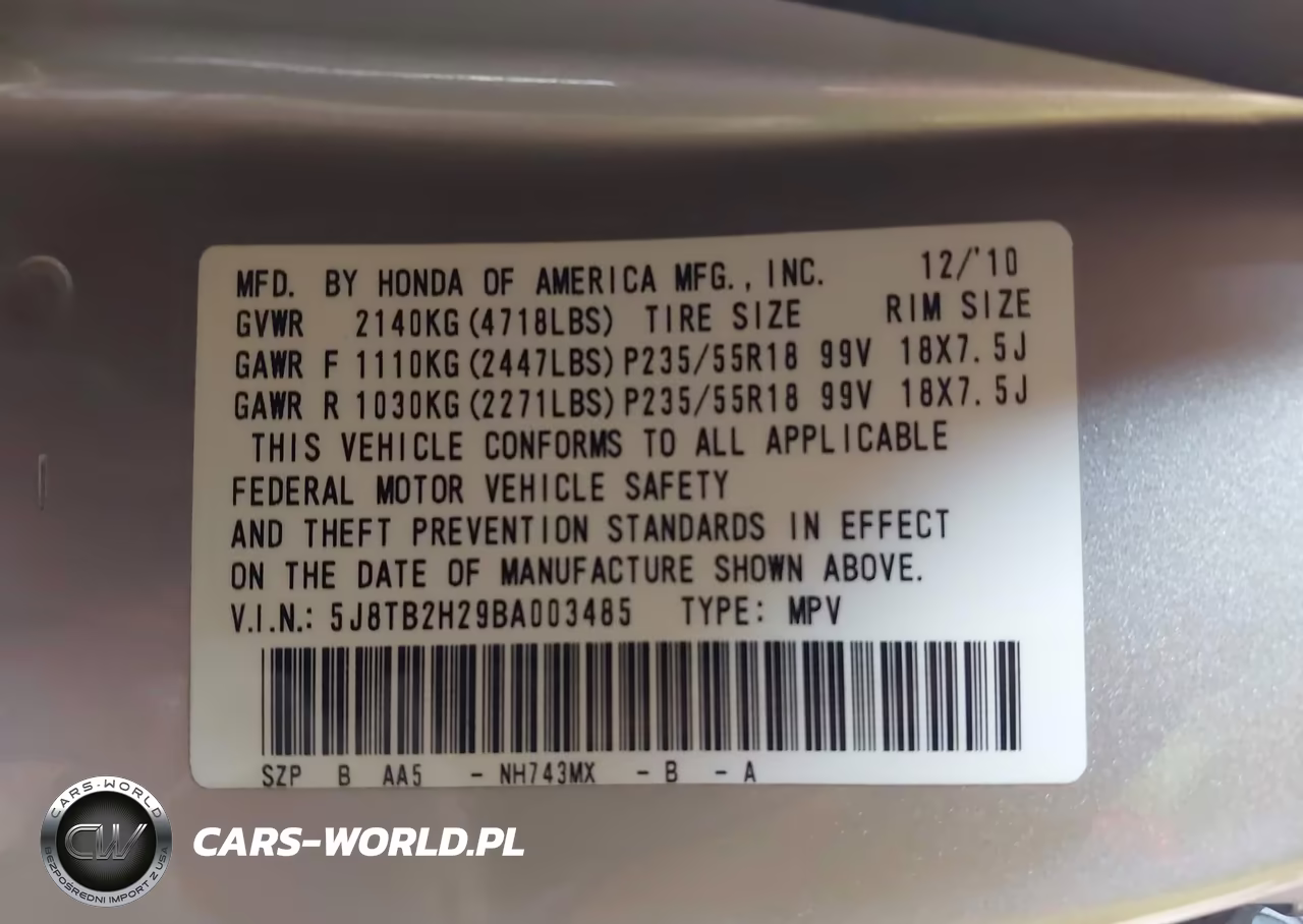 2011 Acura Rdx VIN:5J8TB2H29BA003485 - 9