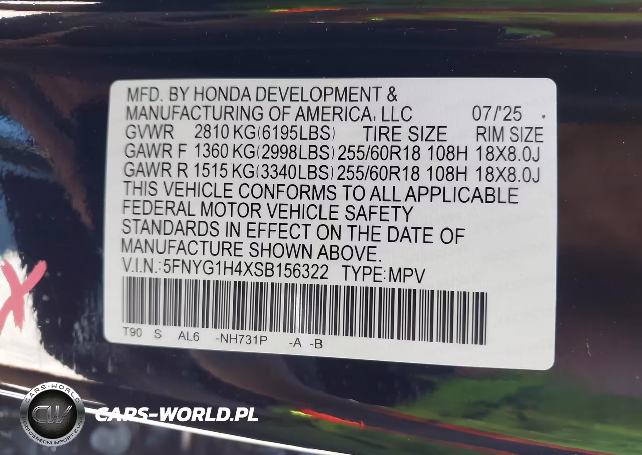 2025 Honda Pilot Ex-L VIN:5FNYG1H4XSB156322 - 9