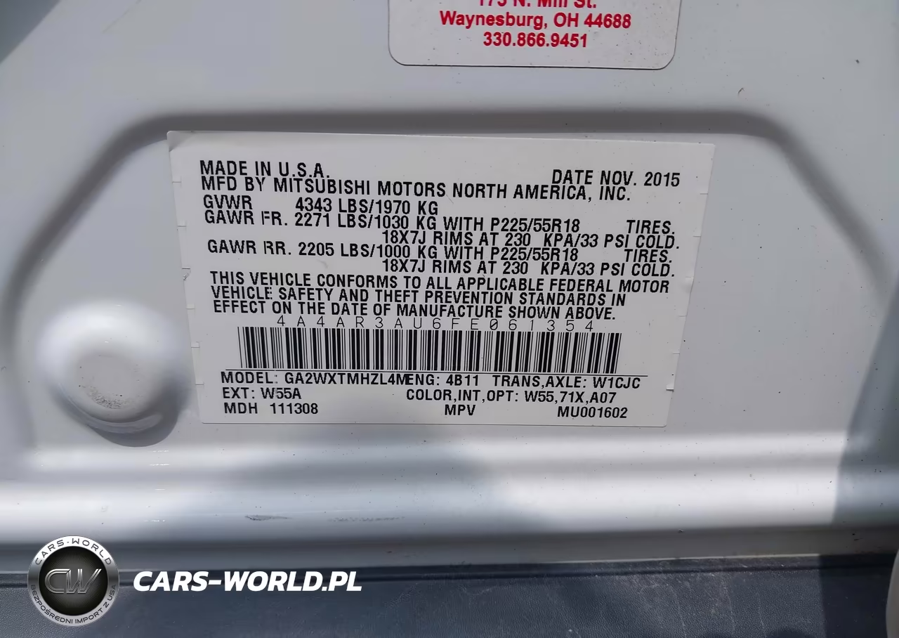 2015 Mitsubishi Outlander Sport Es VIN:4A4AR3AU6FE061354 - 9