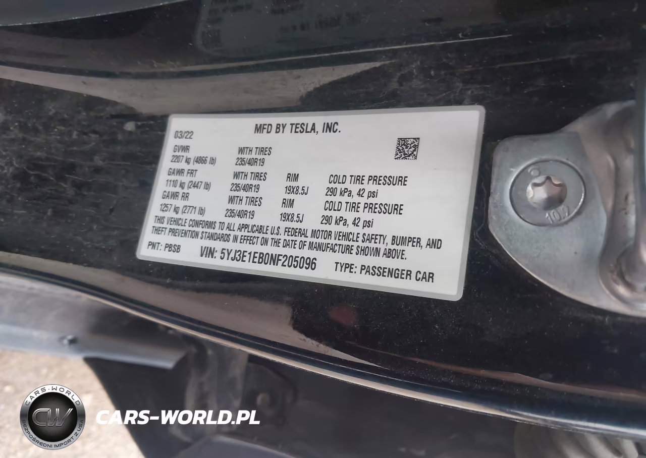 2022 Tesla Model 3 Long Range Dual Motor All-Wheel Drive VIN:5YJ3E1EB0NF205096 - 9