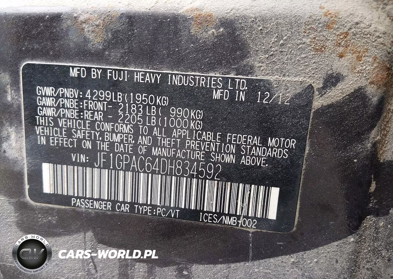 2013 Subaru Impreza 2.0I Premium VIN:JF1GPAC64DH834592 - 9
