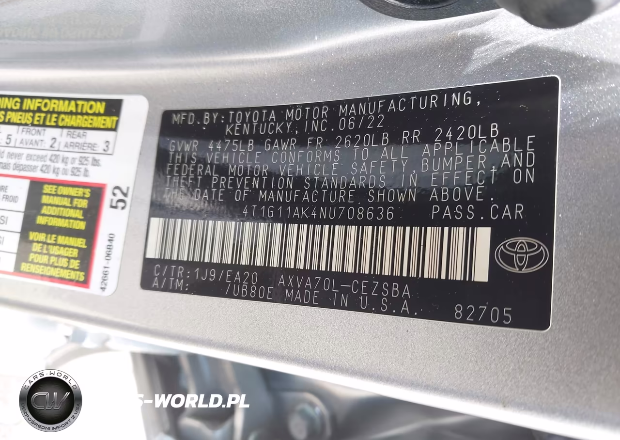 2022 Toyota Camry Se VIN:4T1G11AK4NU708636 - 9