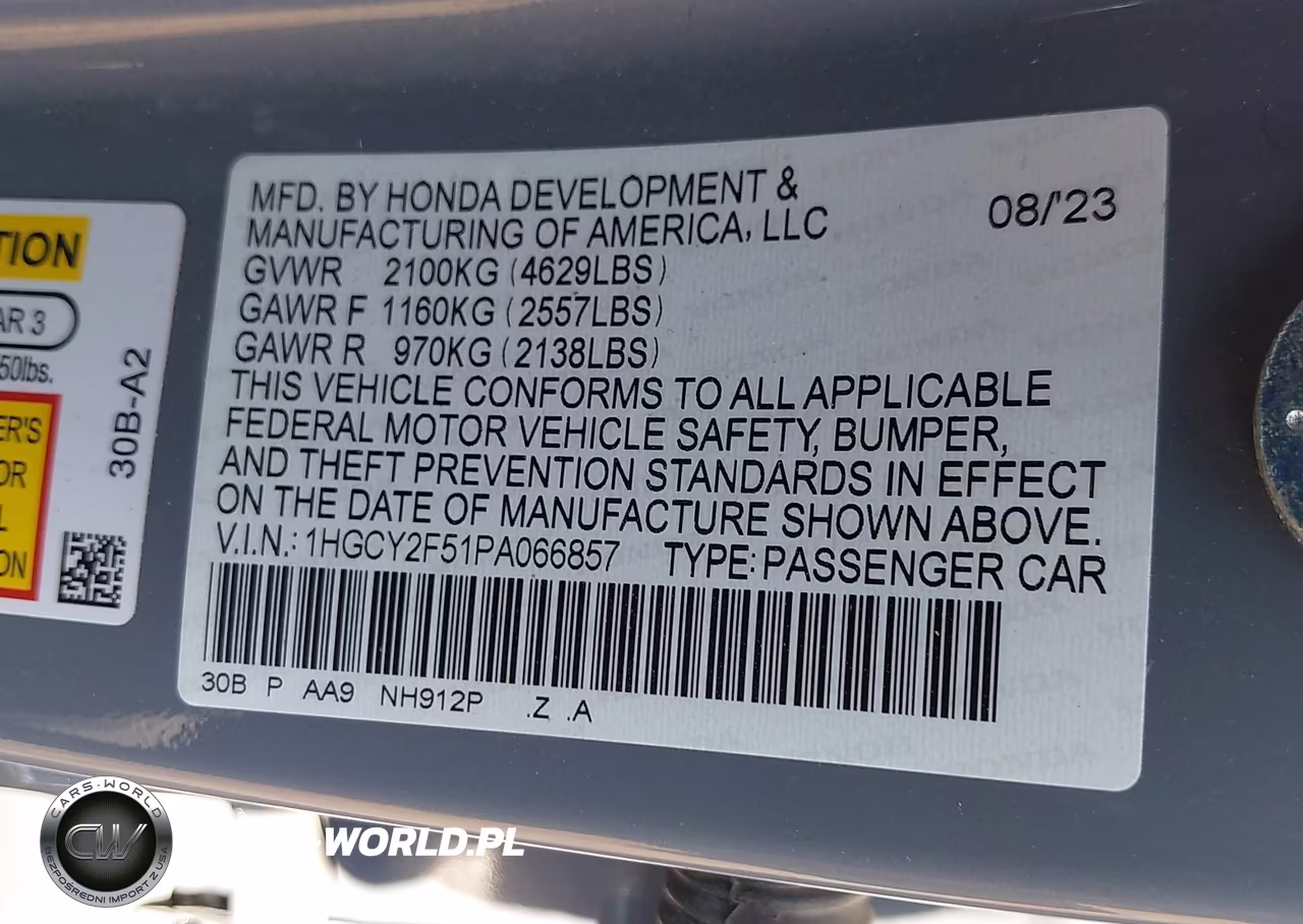 2023 Honda Accord Hybrid Sport VIN:1HGCY2F51PA066857 - 9