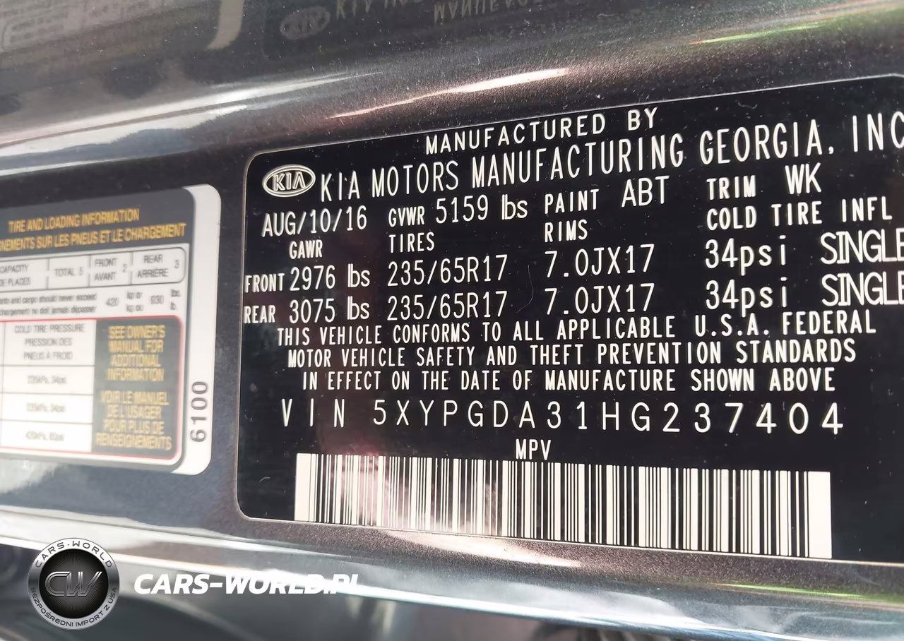 2017 Kia Sorento 2.4L Lx VIN:5XYPGDA31HG237404 - 9
