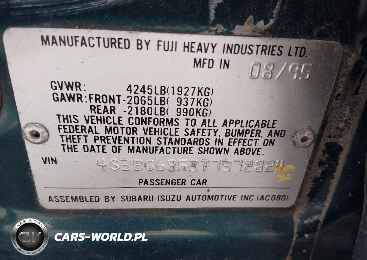 1996 Subaru Legacy Outback VIN:4S3BG6853T7372824 - 9