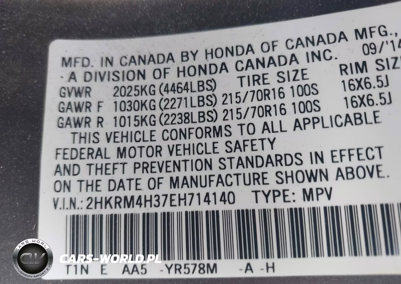 2014 Honda Cr-V Lx VIN:2HKRM4H37EH714140 - 9