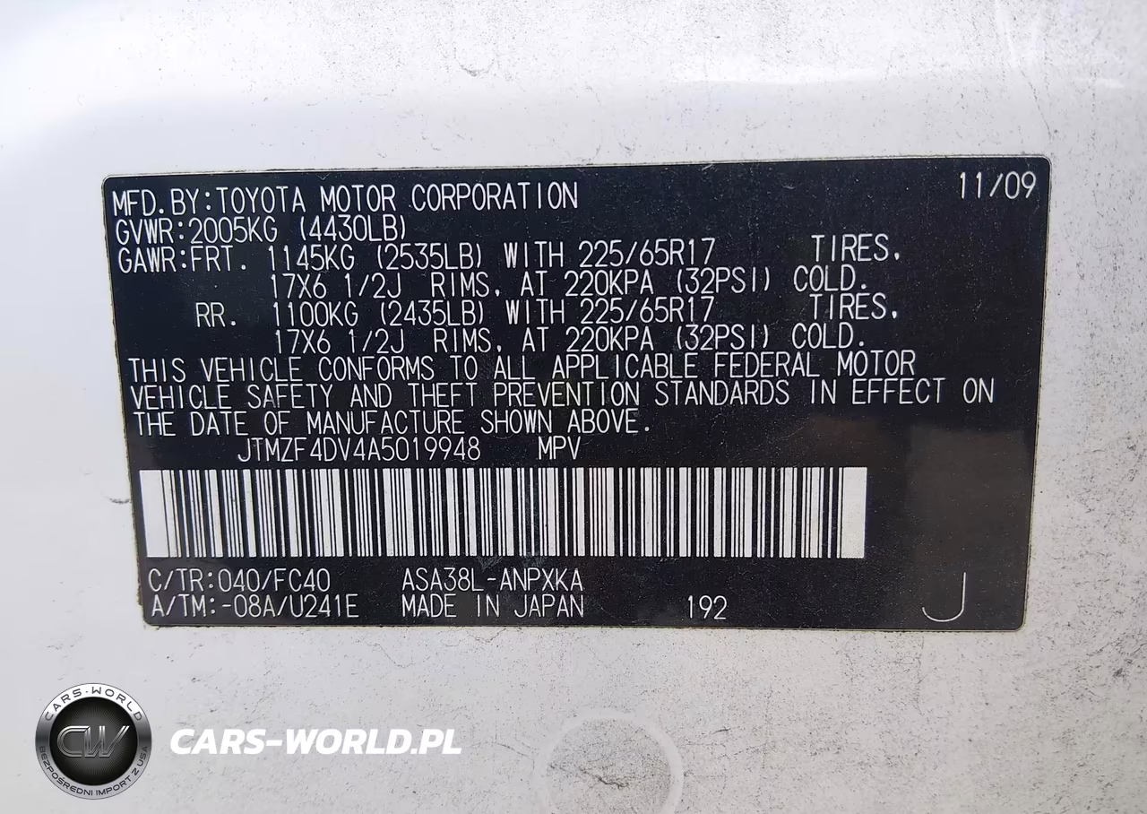 2010 Toyota Rav4 VIN:JTMZF4DV4A5019948 - 9