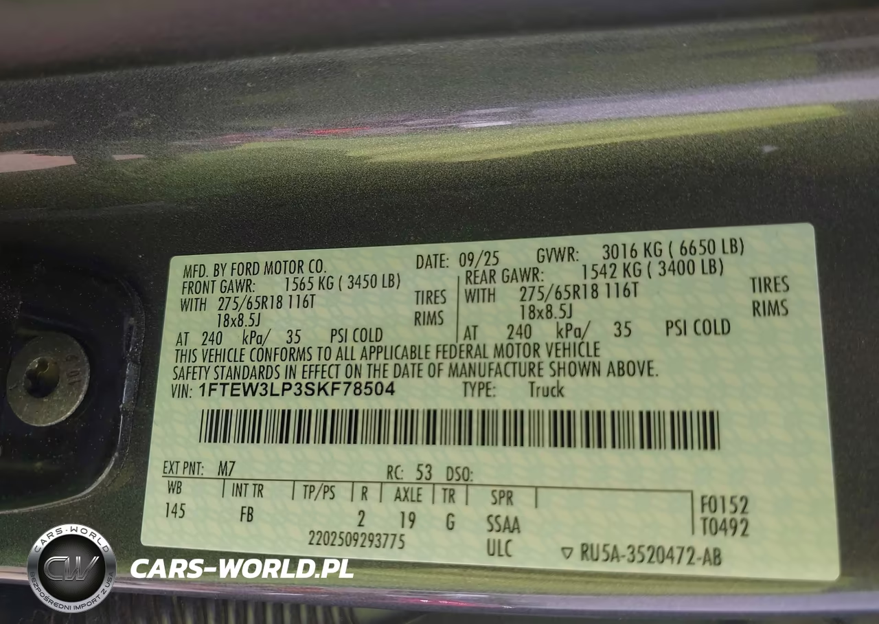 2025 Ford F-150 Xlt VIN:1FTEW3LP3SKF78504 - 9